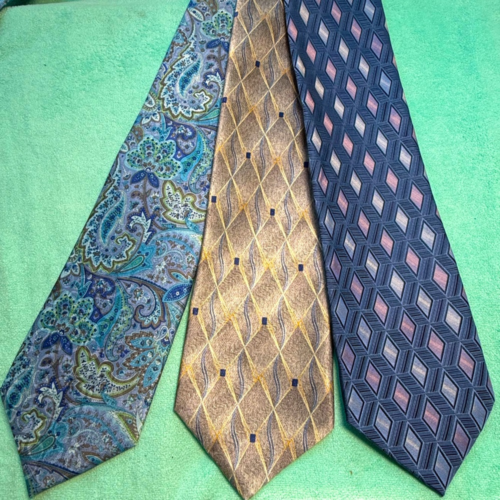 Elegant Paisley, Gold, and Geometric Patterned Ties Set